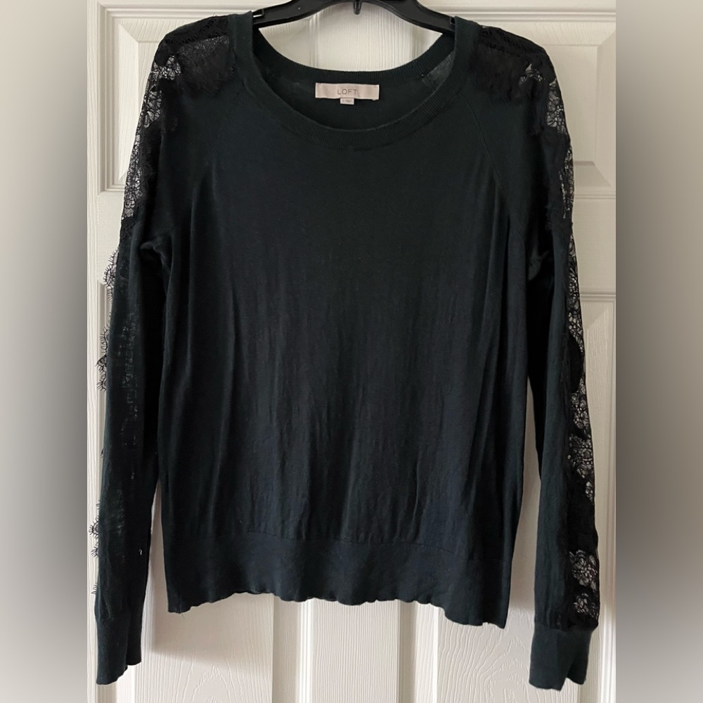 LOFT Sweater with Black Lace, Size M
